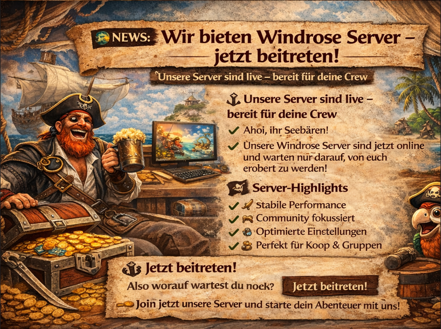 🌍 NEWS: Wir bieten Windrose Server – jetzt beitreten!